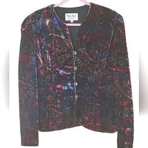 Nah Nah Collection Velvet Multi Colored Blazer Jacket. Vintage. Size 16